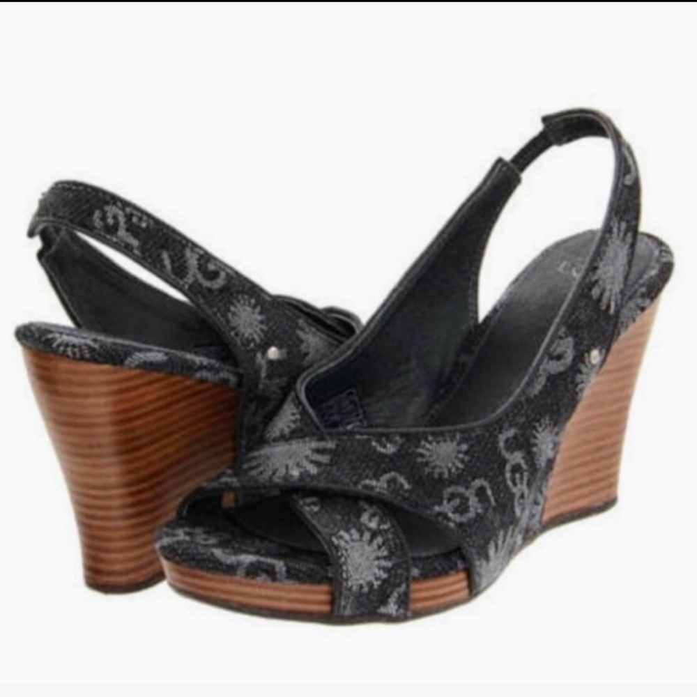 UGG Logo, Denim, Slingback Wedges